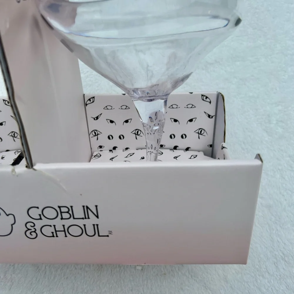 New Halloween Goblin & Ghoul Clear Glass Goblet Acrylic Martini